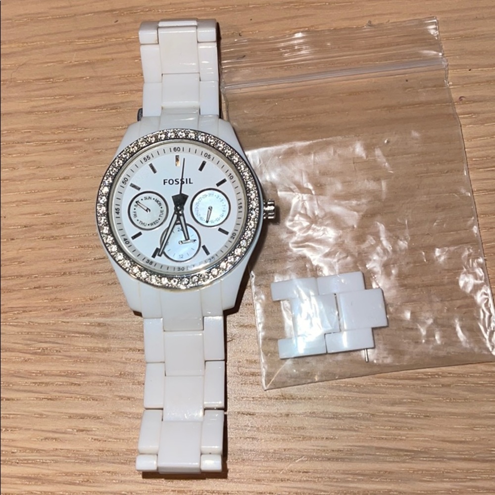 White Fossil Watch